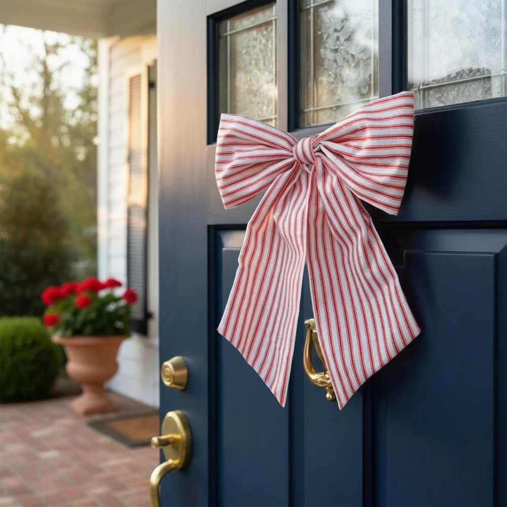 My Texas House Striped Decorative Bow Red White 14" - Walmart